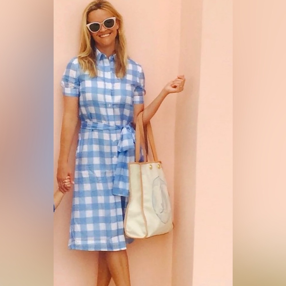 Draper James Blue and White Checkered Dress